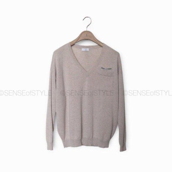 Brunello Cucinelli Cashmere Sweater top Monili trim Women's Knit size XS - Picture 1 of 6